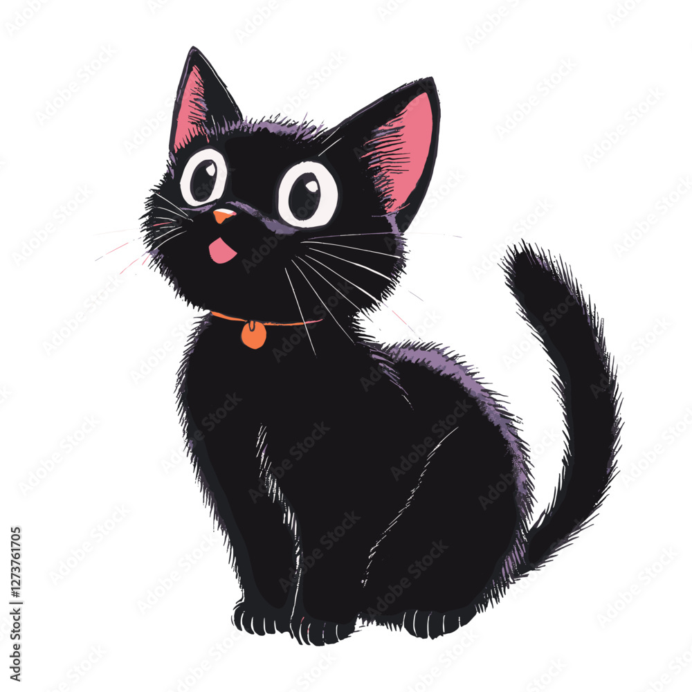 Obraz premium Black cat illustration cartoon animal vector