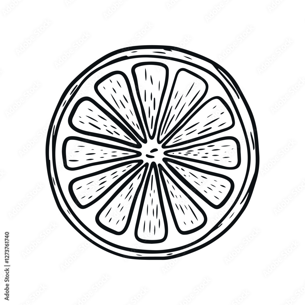 Hand-drawn fresh orange engravings. Organic food engraved in vintage style. Line art orange slice. Black and white citrus fruit design. Hand-drawn fresh orange engravings. Organic food engraved in vintage style. Line art orange slice. Black and white citrus fruit design.