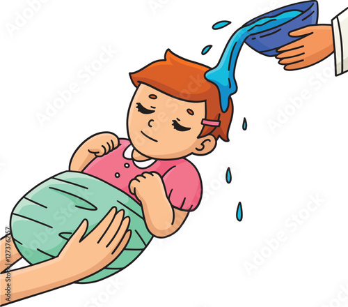 Baptism Baby Being Baptized Cartoon Clipart 