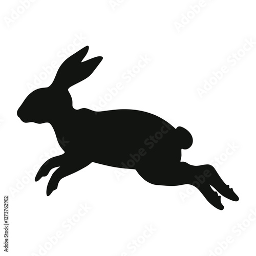 Rabbit silhouette jumping animal black vector