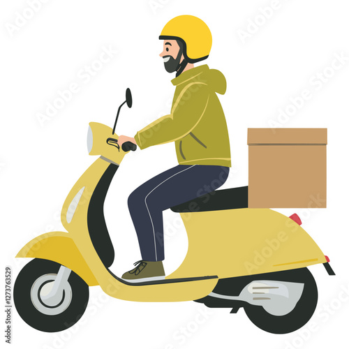 Delivery man scooter transportation illustration vector