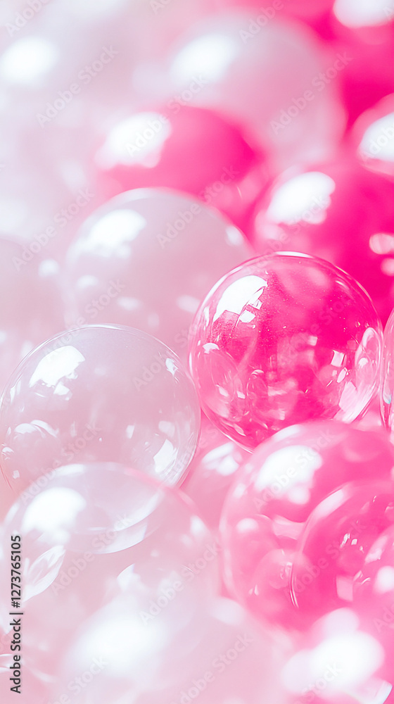 Close-up of colorful pink and white bubbles arranged artistically, creating a soft, dreamy background Close-up of colorful pink and white bubbles arranged artistically, creating a soft, dreamy background