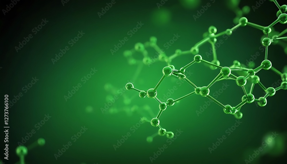 Fototapeta premium Abstract green molecule structure background for science and medical research,bokeh, connect, cyber, cyberspace, form, future, futuristic, graphic, information, matrix, molecular,9456