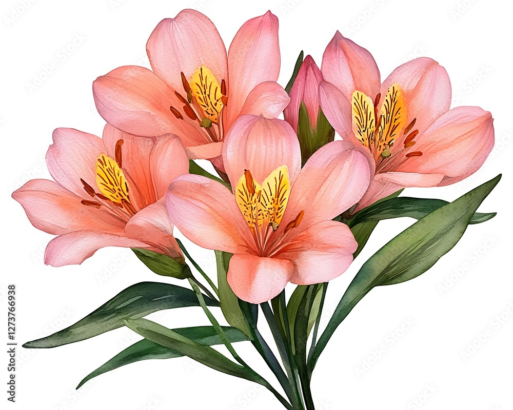 Naklejka premium Peach flowers with visible stamen for digital use or backgrounds, isolated