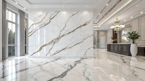 Luxurious Interior with Marble Wall and Flooring