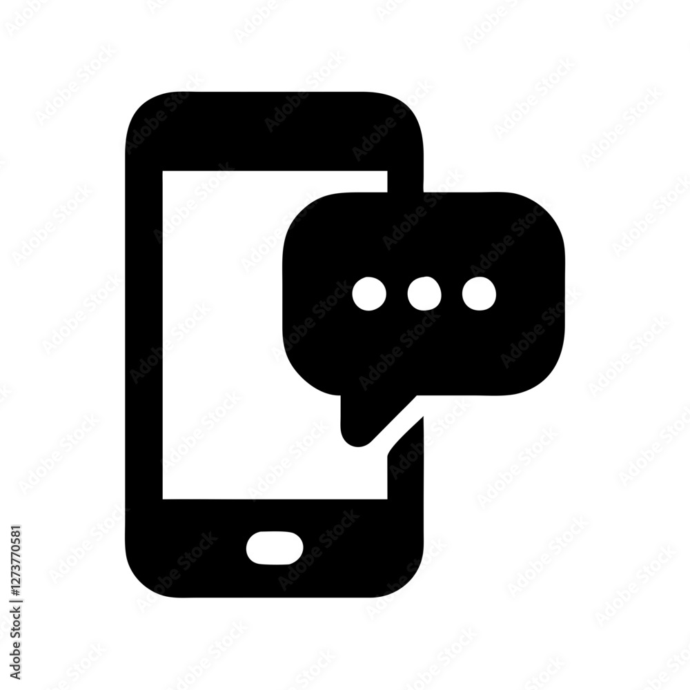 Smartphone Chat Icon: Digital Communication Vector Smartphone Chat Icon: Digital Communication Vector