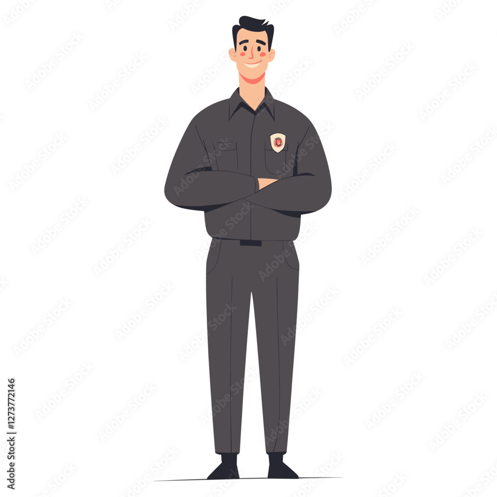 Police man illustration standing style vector Police man illustration standing style vector