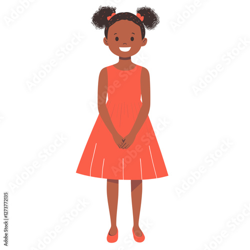 6 years old girl cartoon dress illustration vector