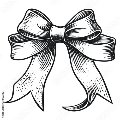 Ribbon illustration hand-drawn vintage vector