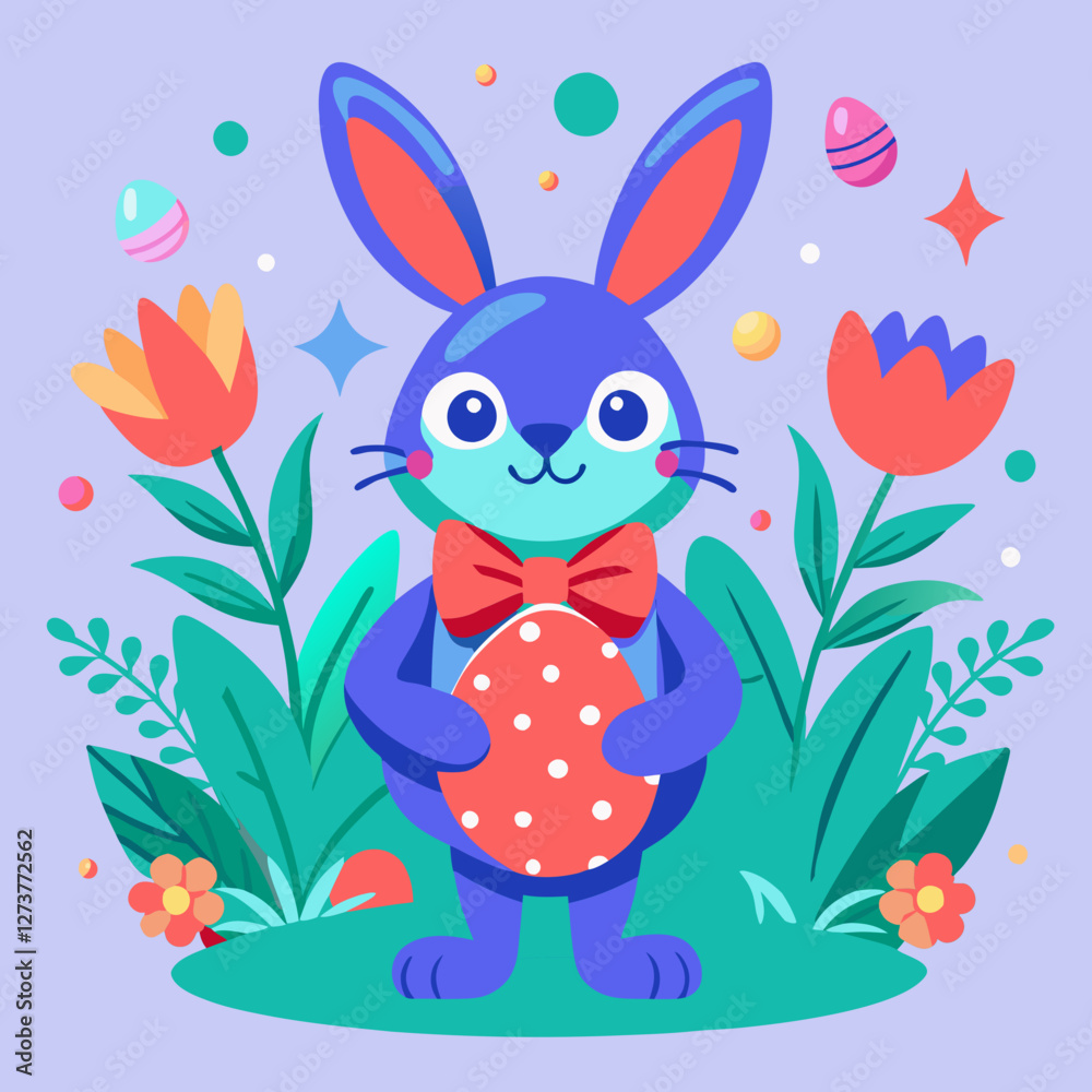 Adorable Cartoon Rabbit Vector: Easter Holiday Design Adorable Cartoon Rabbit Vector: Easter Holiday Design