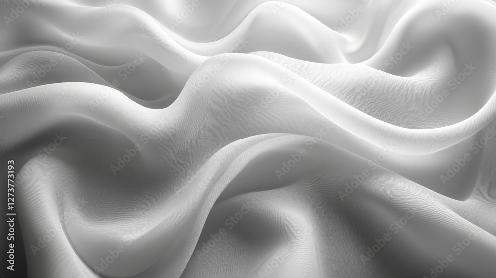 Fototapeta premium Elegant white silk fabric with soft flowing folds, creating a luxurious and minimalistic background texture.