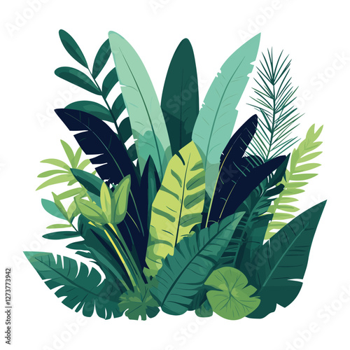 Jungle vegetation leaves jungle plants vector