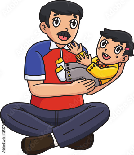 Baptism of Father and Child Cartoon Clipart 