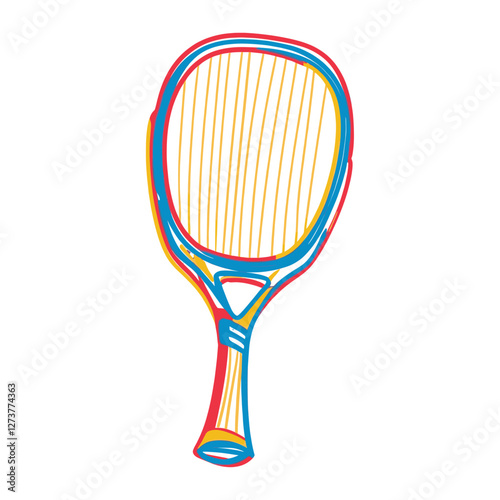 Line drawing table tennis racket colorful sports design vector