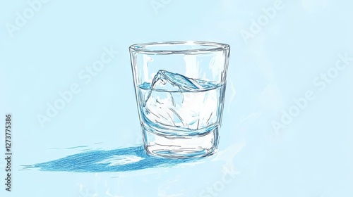 Wallpaper Mural Glass of water isolated on blue background. Vector cartoon flat illustration. Torontodigital.ca