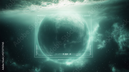 Spaceship HUD, Holographic Data Readout, Spherical Alien Orb, Alien Artefact Scan, AI Generated