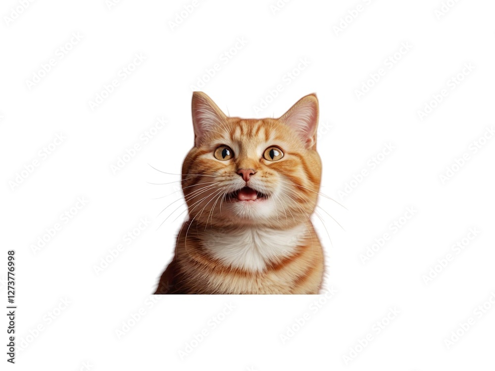 Obraz premium Cute tabby cat isolated on white background. Little kitten. Animal concept