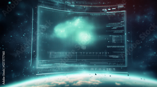 Spaceship HUD, Holographic Data Readout, AI Generated