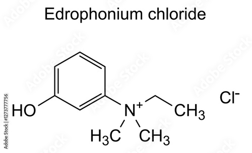 Chemical structure of edrophonium chloride, drug substance