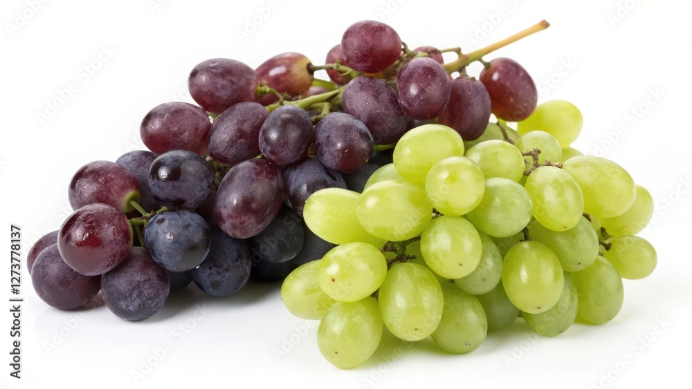 Red and Green Grapes on White Background Red and Green Grapes on White Background