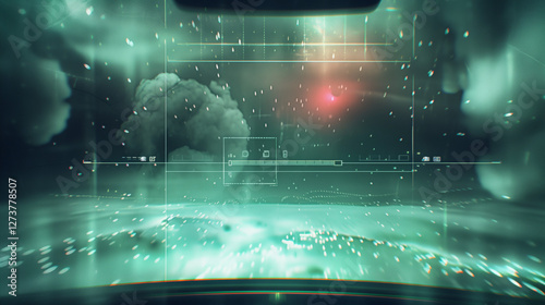 Spaceship HUD, Holographic Data Readout, AI Generated