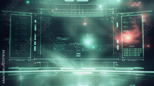 Spaceship HUD, Holographic Data Readout, AI Generated