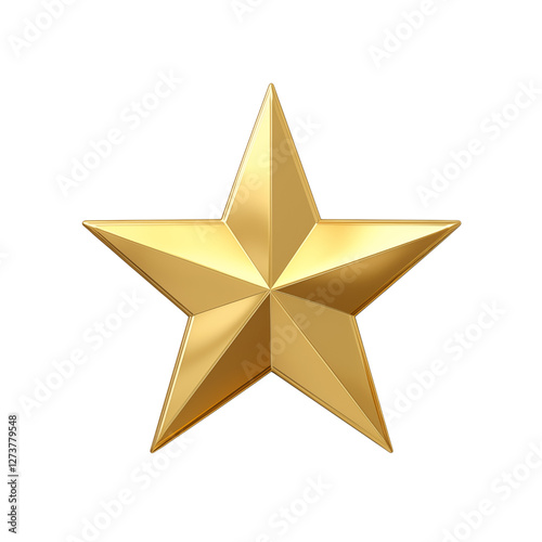3D render of a gold star isolated on a transparent background. Generative ai