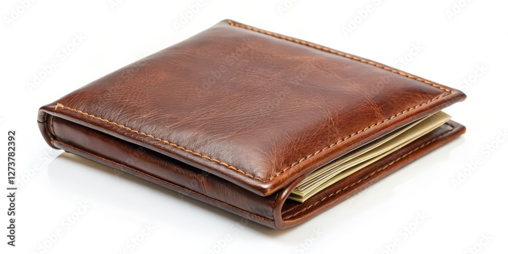 Brown Leather Wallet on White Background Brown Leather Wallet on White Background