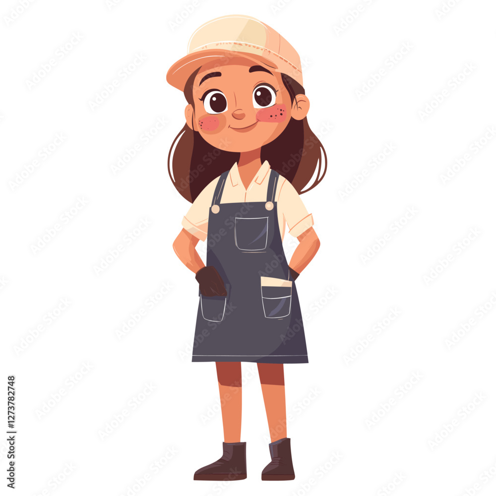 Housekeeper cartoon illustration apron child vector Housekeeper cartoon illustration apron child vector
