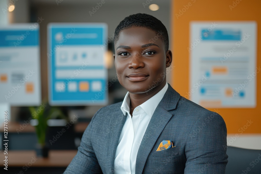Fototapeta premium Confident Young Black Businesswoman in Modern Office