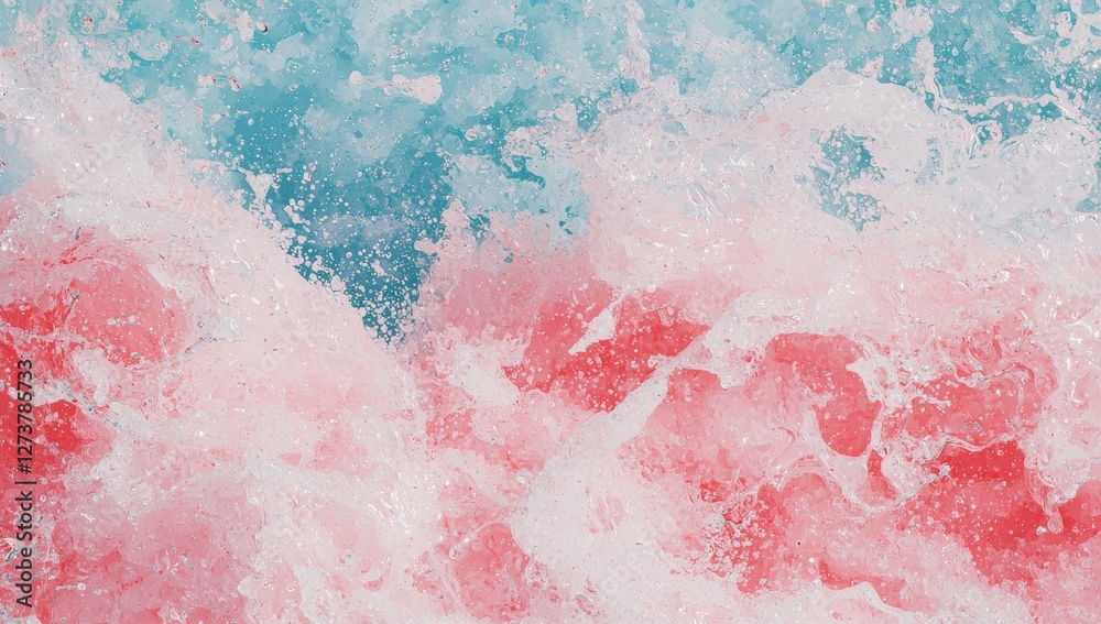 Fototapeta premium The glass has a textured appearance with abstract blue and pink colors that swirl together