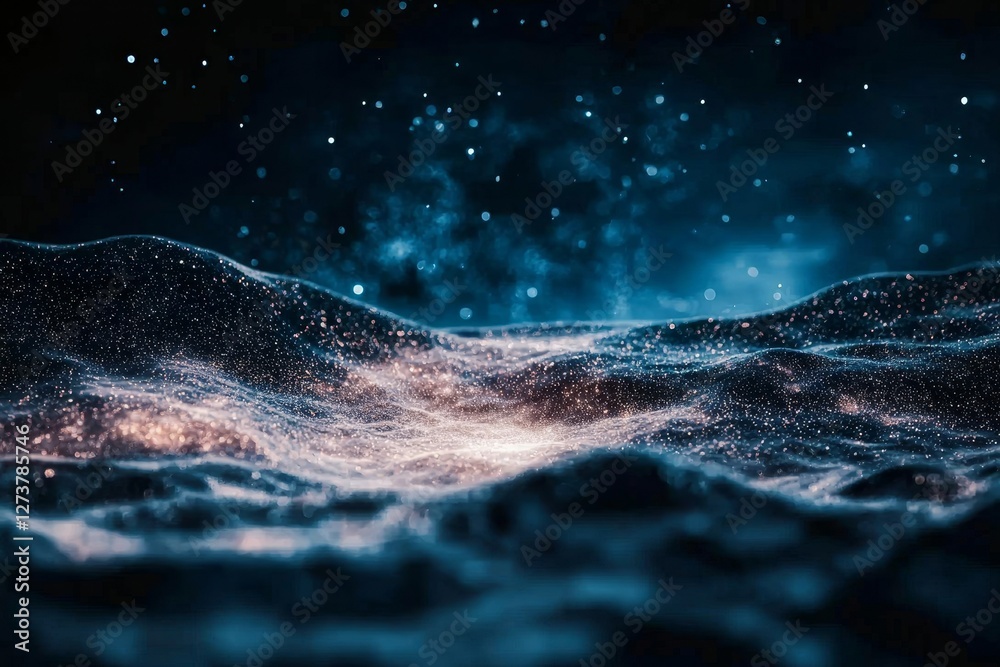 Fototapeta premium The big data visualization concept is illustrated by an abstract technology background filled with bright glowing lines, produced through 3D rendering