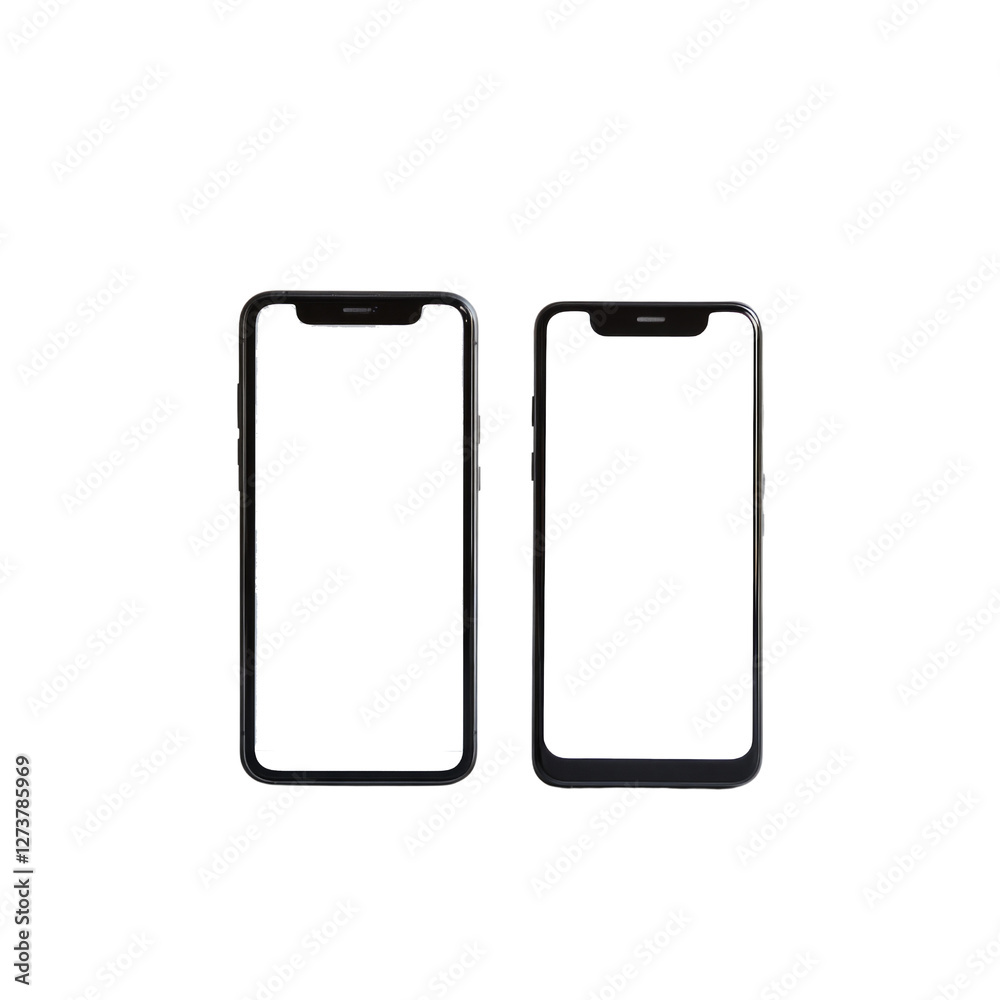 Two cell phones with clear plastic cases Two cell phones with clear plastic cases