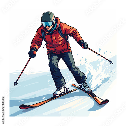 Cross-country skiing vector illustration. Winter sports concept. Vector illustration