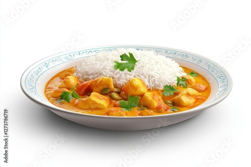 3D Indian Curry Plate Isolated and White Background