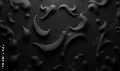 Abstract black texture with smooth, flowing shapes. Ideal for backgrounds in modern design, fashion, or technology projects.