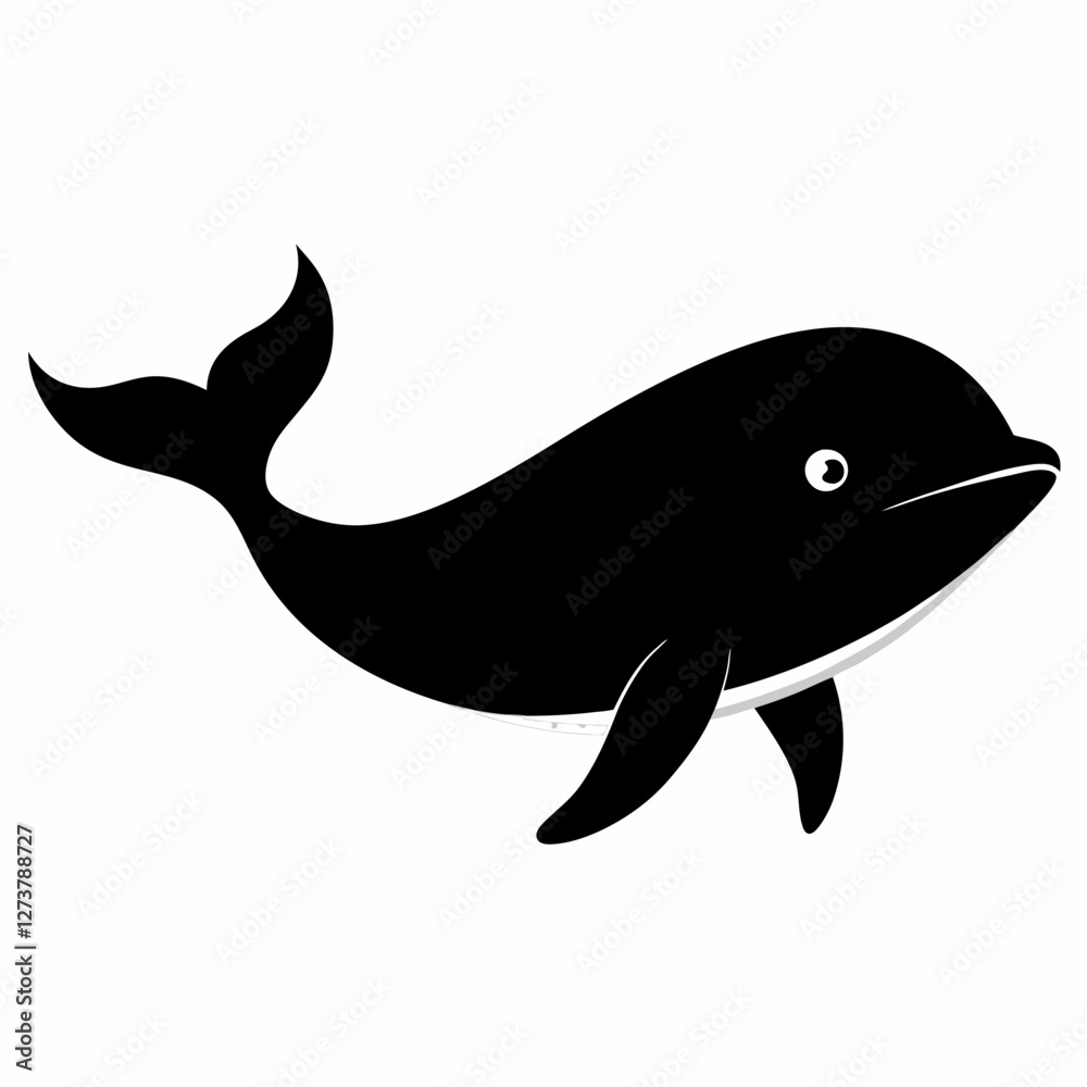 Obraz premium Minimalist Whale Silhouette Vector