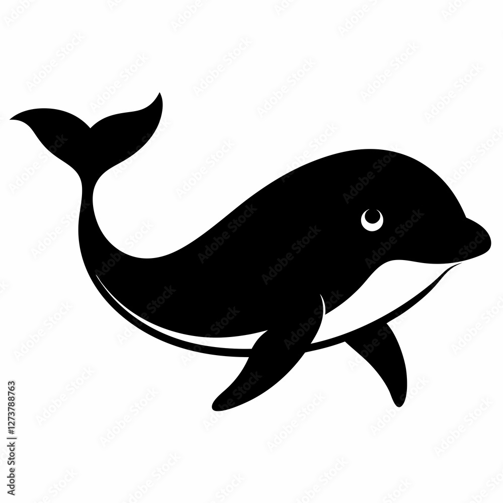 Obraz premium Minimalist Whale Silhouette Vector