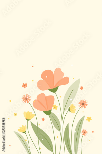 vertical spring background with flowers