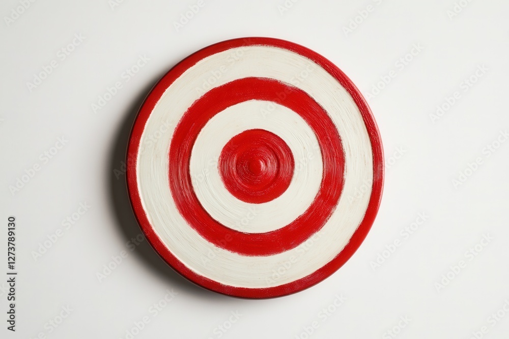 An single red and white bullseye target on a white backdrop symbolizes accuracy, focus, and precision in reaching objectives. Generative Ai An single red and white bullseye target on a white backdrop symbolizes accuracy, focus, and precision in reaching objectives. Generative Ai