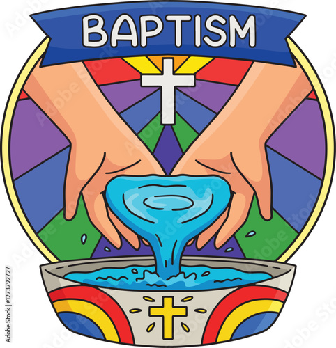 Baptism Hands Pouring Water Cartoon Clipart
