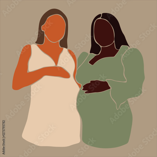 Wallpaper Mural Abstract pregnant women in elegant line art style vector Torontodigital.ca