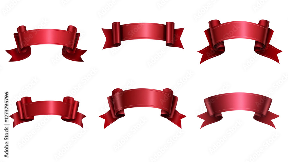 A set of red ribbons with different lengths A set of red ribbons with different lengths