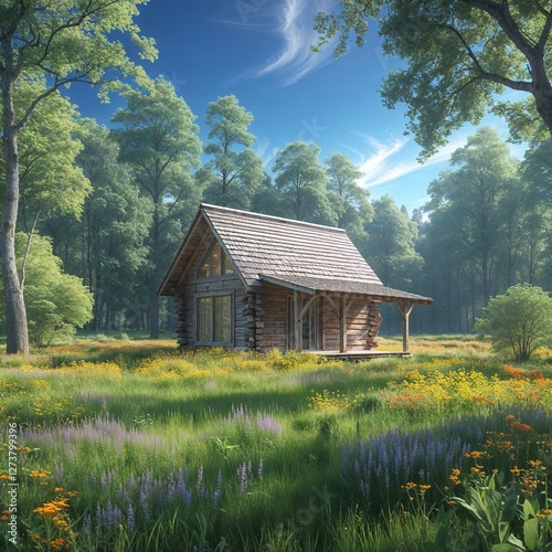 wooden house in the forest