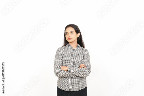 Tableau sur toile Sad Looking upset, sulking and frowning Of Beautiful Asian Woman Isolated On Whi