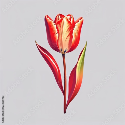 red tulip on white background