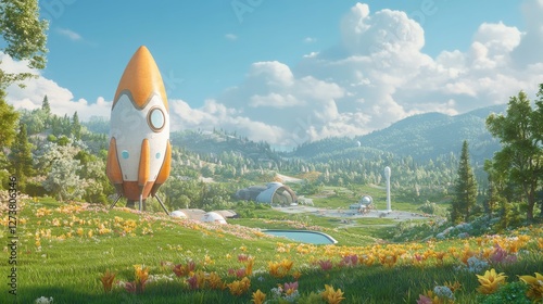 A space tourism shuttle is getting ready for liftoff at a state-of-the-art spaceport, captured in stunning UHD, a true masterpiece photo