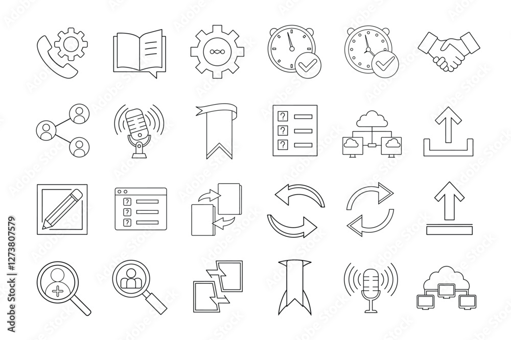 editable communication icon set on white background editable communication icon set on white background