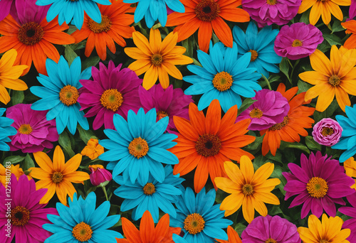 Wallpaper Mural Vibrant Colorful Flowers Bouquet Close-up Torontodigital.ca