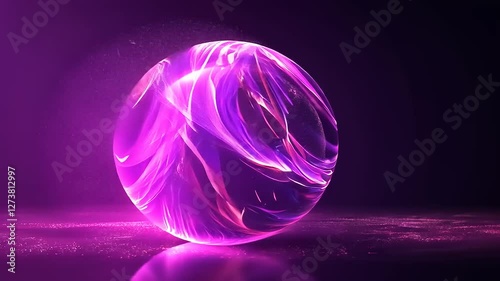 A glowing purple orb with swirling light patterns, set against a dark background, creating a mystical atmosphere